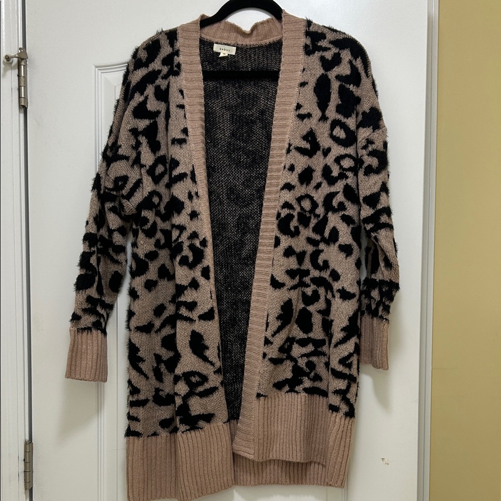 Leopard Print Open Front Cardigan Sweater